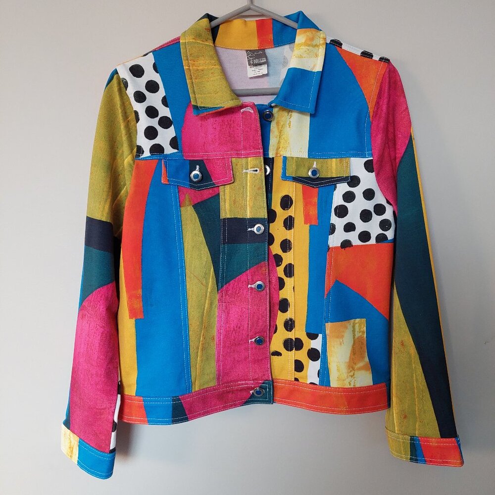 Simply Art by Dolcezza Size M Colorful Abstract Button Down Jacket
